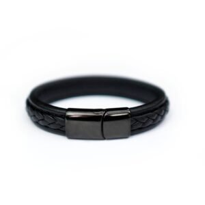 PULSERA CUERO DINAMO NEGRO