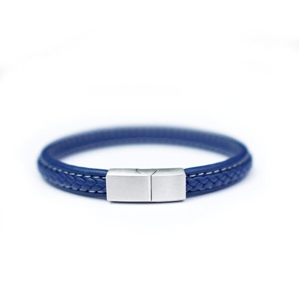 PULSERA CUERO CIANO AZUL