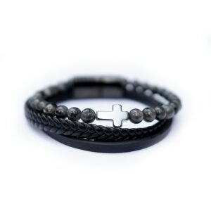 PULSERA MULTILAYER CRUZ Y  LABRADORITA