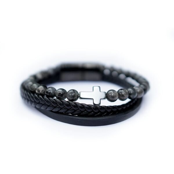 2 PULSERA MULTILAYER CRUZ Y LABRADORITA