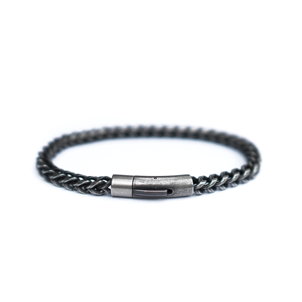 PULSERA TITAN – ACERO TRENZADO NEGRO