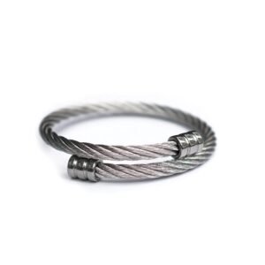 SILVER TORQUE: PULSERA DE ACERO TRENZADO.