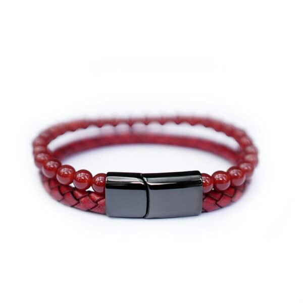 RED ENERGY - PULSERA DE CUERO CON PIEDRA ÁGATA