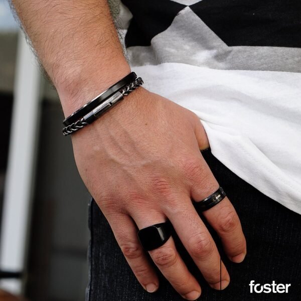 PULSERA TITAN – ACERO TRENZADO NEGRO