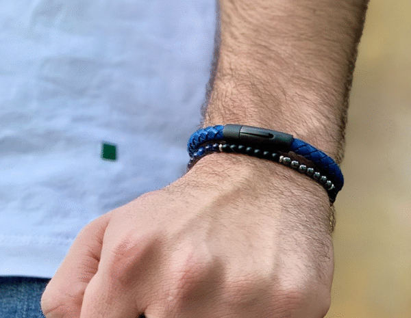 PULSERA CUERO LIAM  AZUL