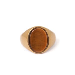 TIGER EYE GOLD – ANILLO DE ACERO DORADO CON PIEDRA OJO DE TIGRE