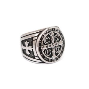 ANILLO SAN BENITO PLATEADO ACERO INOXIDABLE