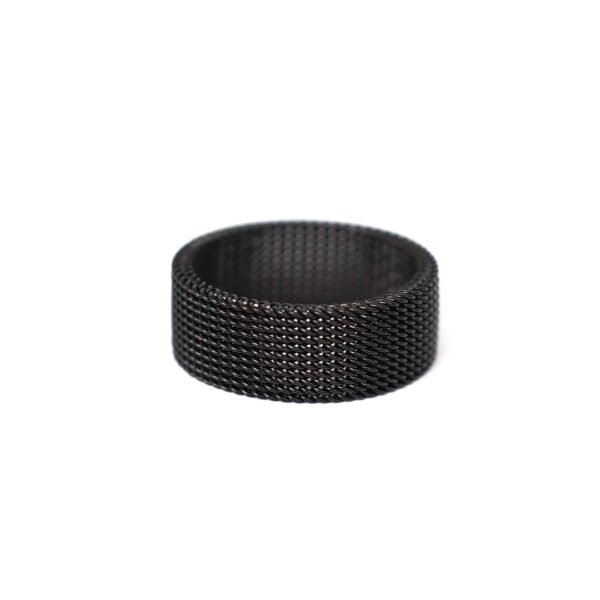 28 MESH STEEL – ANILLO DE ACERO INOXIDABLE TEJIDO NEGRO