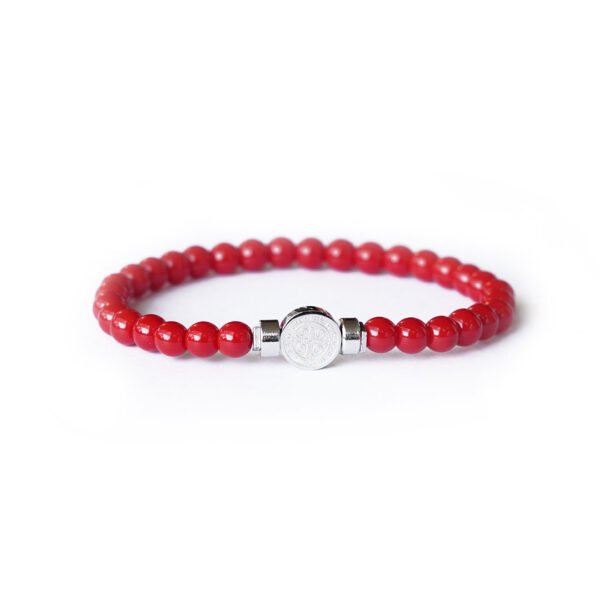 PULSERA SANCTUM - ÁGATA ROJA CON MEDALLA SAN BENITO