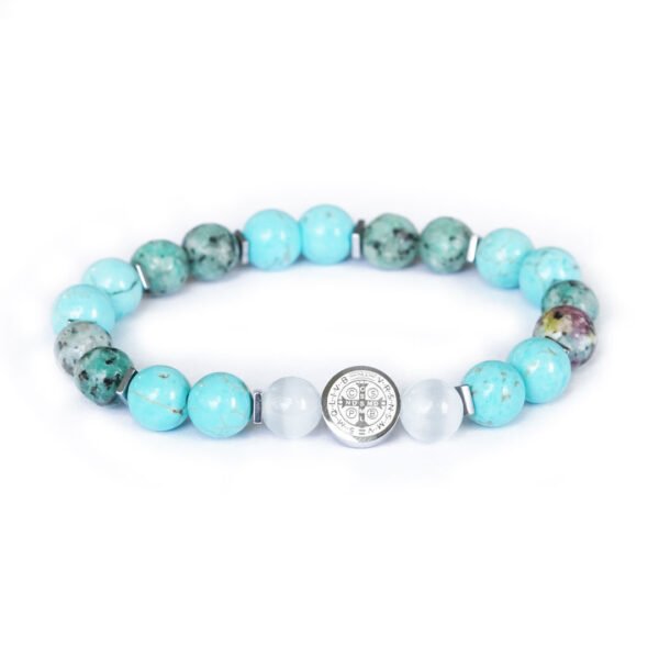 PULSERA HORIZON BALANCE - TURQUESA Y OJO DE GATO