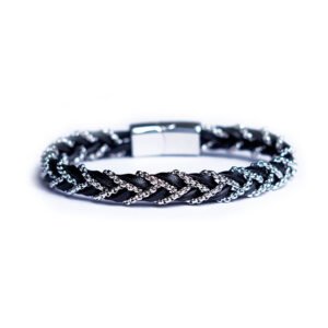 PULSERA IRON BRAID - CUERO Y ACERO INOXIDABLE
