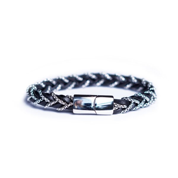 PULSERA IRON BRAID - CUERO Y ACERO INOXIDABLE