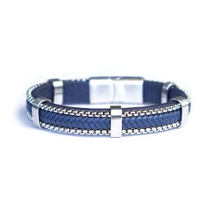 PULSERA BLUE FORGE- CUERO Y ACERO INOXIDABLE
