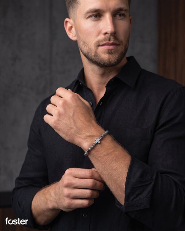 LABRADORITE CROSS BRACELET